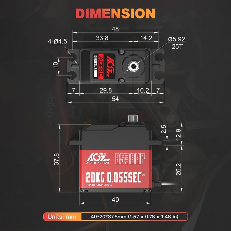 AGFRC High-Speed Brushless Steering RC-Servo-Motor - 0.055Sec Upgraded Digital Servo with Metal Gear for 1/10 RC Car Boat Crawler(B53BHP V2) - Image 4